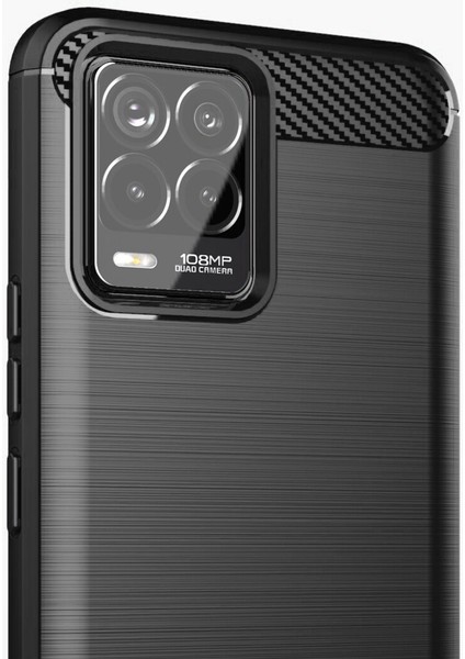 Realme 8 - Realme 8 Pro Brushed Carbon Fiber Silikon Kılıf - Siyah