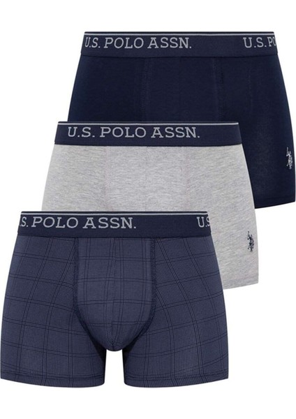 U.s. Polo Assn. 80263 Erkek Lacivert-Gri-Indigo 3'lü Boxer