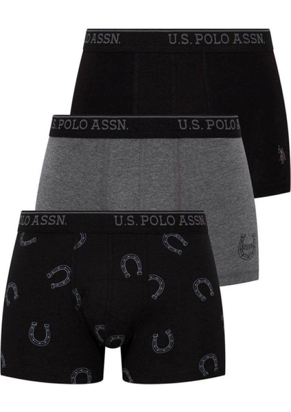 U.s. Polo Assn. 80304 Erkek Siyah-Antrasit-Siyah 3'lü Boxer