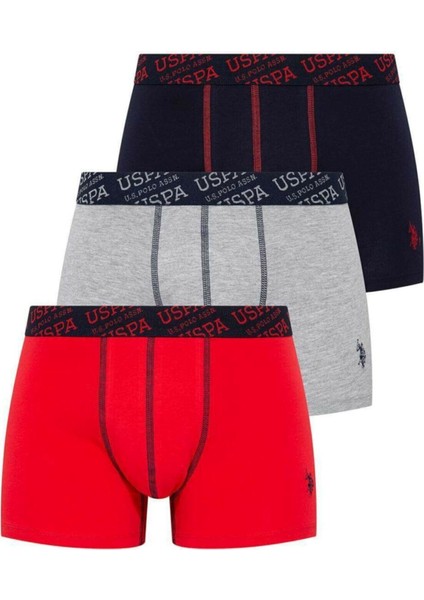 80336 Erkek Lacivert-Kırmızı-Gri 3'lü Boxer