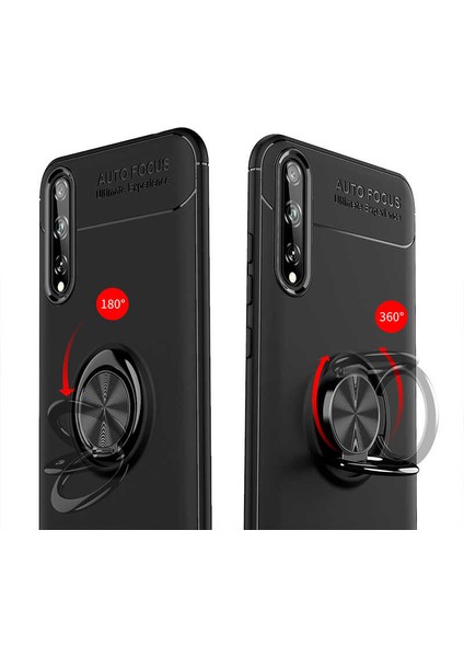 Huawei Y8P Yüzüklü Manyetik Ravel Kılıf Mavi indirimleri