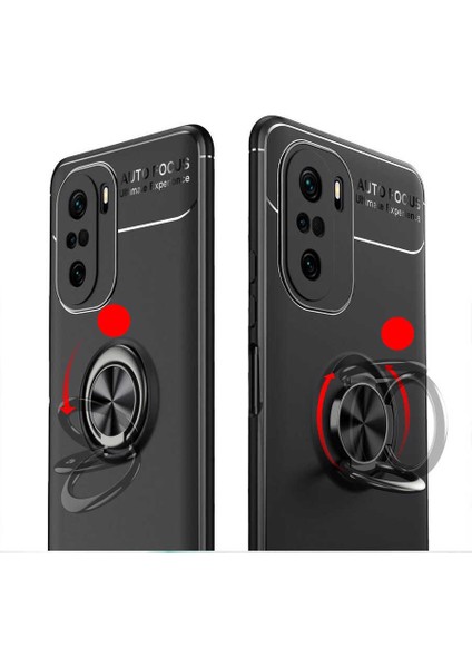 Xiaomi Poco F3 Yüzüklü Manyetik Ravel Kılıf Siyah modelleri