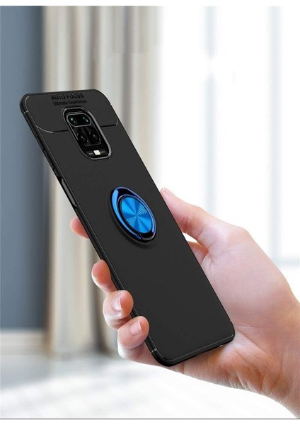 Xiaomi Redmi Note 9 Pro Yüzüklü Manyetik Ravel Kılıf Siyah
