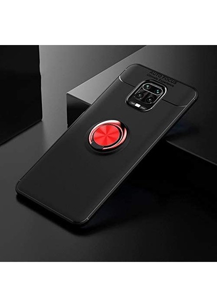 Xiaomi Redmi Note 9 Pro Yüzüklü Manyetik Ravel Kılıf Siyah