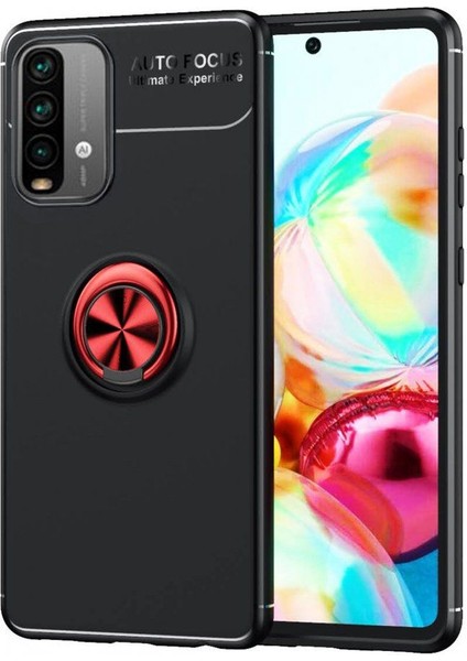 Xiaomi Redmi 9t Yüzüklü Manyetik Ravel Kılıf Nano Ekran Koruyucu Full Setsiyah Kırmızı