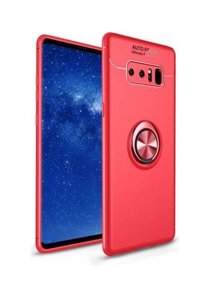 Samsung Galaxy Note 8 Yüzüklü Manyetik Ravel Kılıf Kırmızı