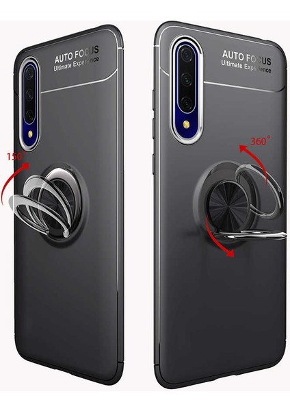 Huawei P Smart Z Yüzüklü Manyetik Ravel Kılıf Nano Ekran Koruyucu Full Setsiyah Mavi modelleri