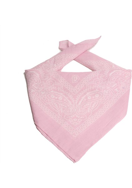 Ükb-Pembe Şal Desen Damla Tasarım Kare Bandana