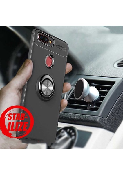 Oppo A12 Yüzüklü Manyetik Ravel Kılıf Nano Ekran Koruyucu Full Setsiyah Mavi fiyatları