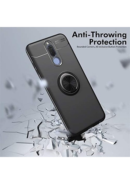 Huawei Mate 10 Lite Yüzüklü Manyetik Ravel Kılıf Nano Ekran Koruyucu Full Setsiyah Mavi modelleri