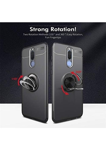 Huawei Mate 10 Lite Yüzüklü Manyetik Ravel Kılıf Nano Ekran Koruyucu Full Setsiyah Mavi indirimleri