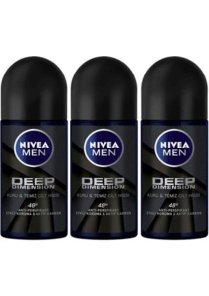 Men Deep Dimension 48H Roll On 50 ml x 3 Adet