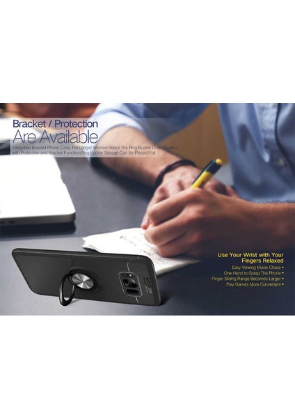 Samsung Galaxy S8 Yüzüklü Manyetik Ravel Kılıf Siyah Bronz fırsatları