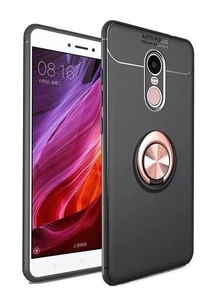Xiaomi Redmi Note 4x Yüzüklü Manyetik Ravel Kılıf Siyah Bronz