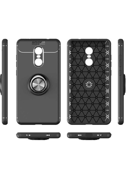 Xiaomi Redmi Note 4x Yüzüklü Manyetik Ravel Kılıf Siyah Bronz