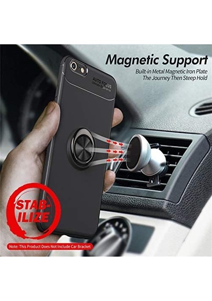 iPhone 6 Yüzüklü Manyetik Ravel Kılıf Nano Ekran Koruyucu Full Setsiyah Bronz