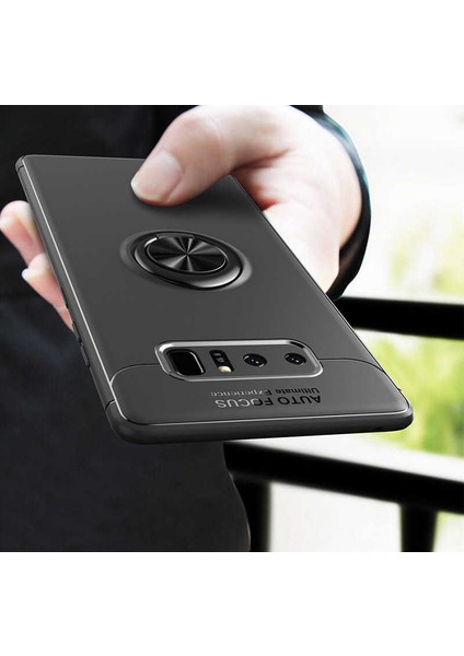 Samsung Galaxy Note 8 Yüzüklü Manyetik Ravel Kılıf Nano Ekran Koruyucu Full Setsiyah Bronz fırsatları