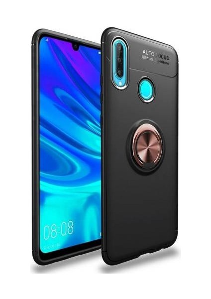 Huawei Y6 2019 Yüzüklü Manyetik Ravel Kılıf Nano Ekran Koruyucu Full Setsiyah Bronz