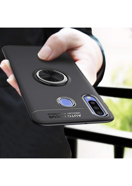 Huawei Y6 2019 Yüzüklü Manyetik Ravel Kılıf Nano Ekran Koruyucu Full Setsiyah Bronz