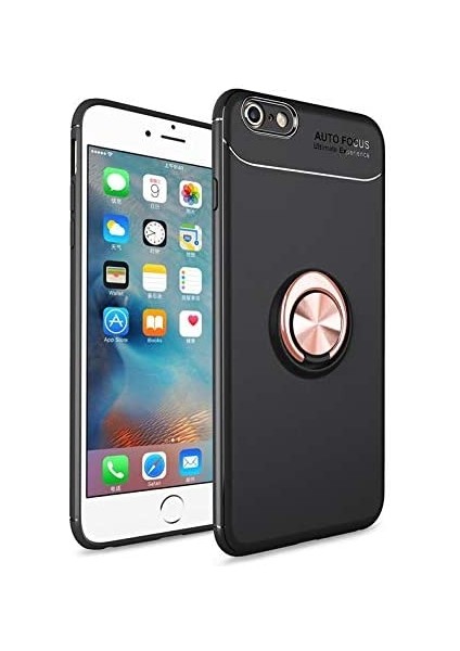 iPhone 6s Yüzüklü Manyetik Ravel Kılıf Nano Ekran Koruyucu Full Setsiyah Bronz