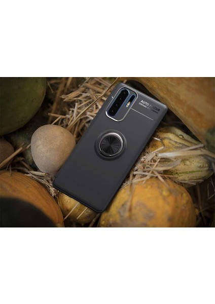 Huawei P30 Pro Yüzüklü Manyetik Ravel Kılıf Nano Ekran Koruyucu Full Setsiyah Bronz