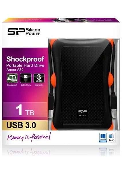 Silicon Power Armor A30 1TB 2,5" USB 3.0 Siyah Taşınabilir Disk