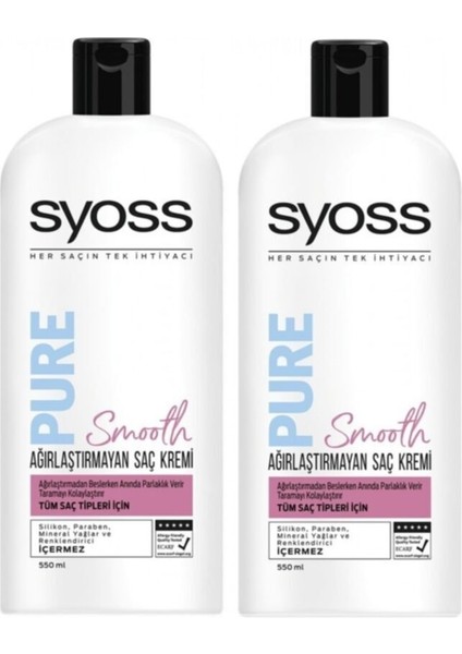 Pure Smooth Ağırlaştırmayan Saç Kremi 2 Adet