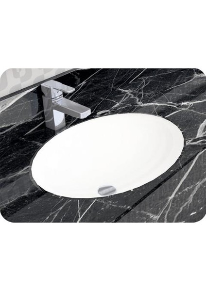 Hilton 37*47 cm Tezgah Altı Oval Lavabo Yapıştırma