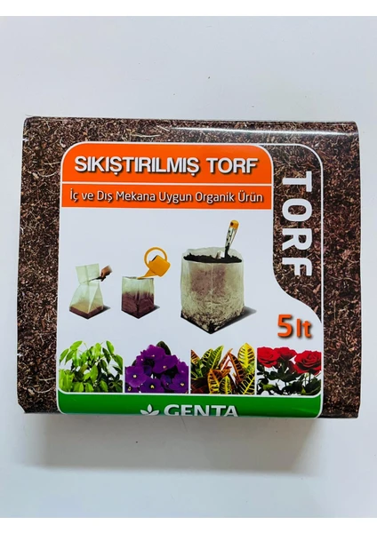 Sıkıştırılmış Torf 5lt Cocopeat Çiçek Torfu Çiçek Toprağı Hazır Toprak Torf