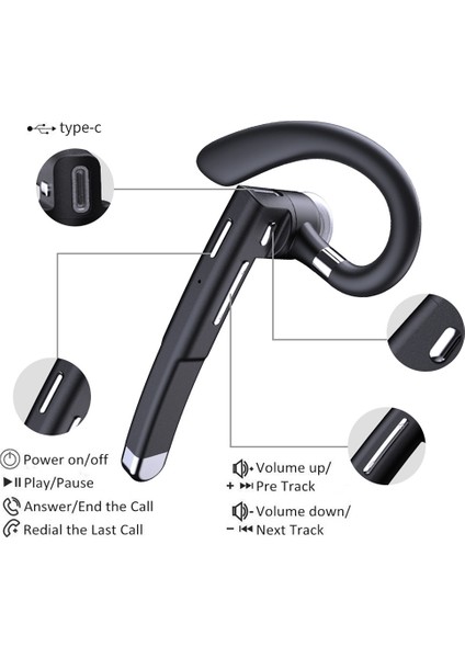 YYK-525 Basit Versiyonu Earhook Bluetooth Kulaklık Siyah (Yurt Dışından) modelleri