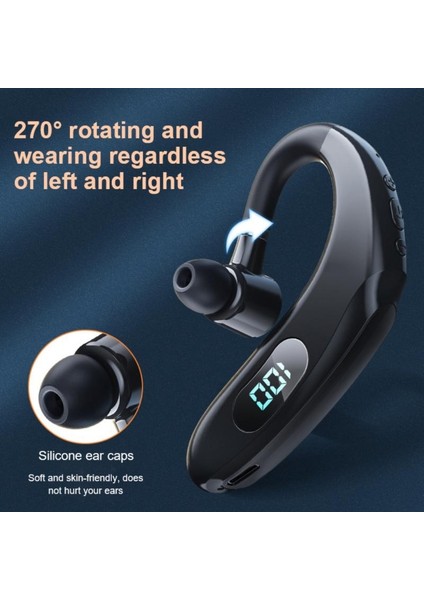Q20 Bluetooth 5.2 Dijital Ekran Kulaklık Siyah (Yurt Dışından)