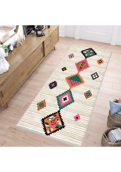 Dijital Baskı Yıkanabilir Kaymaz Taban Salon Halısı RVG1534-HK142