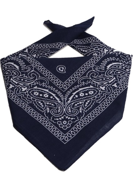 Ükb-Lacivert Şal Desen Damla Tasarım Kare Bandana
