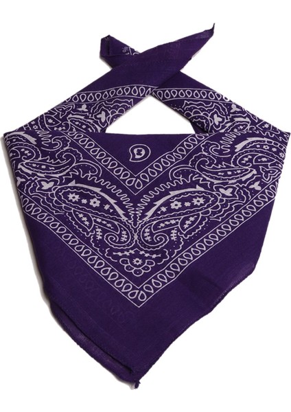 Ükb-Mor Şal Desen Damla Tasarım Kare Bandana