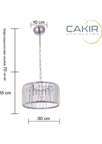 Venüs 30 cm Lik Tekli Krisaltaşlı Sarkıt Avize