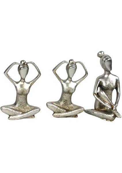 3 Lü Dekoratif Yogacı Kız Gümüş modelleri