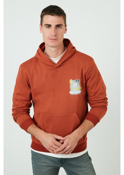 Slim Fit Baskılı Kanguru Cepli Kapüşonlu Sweat Erkek Sweat 5896592