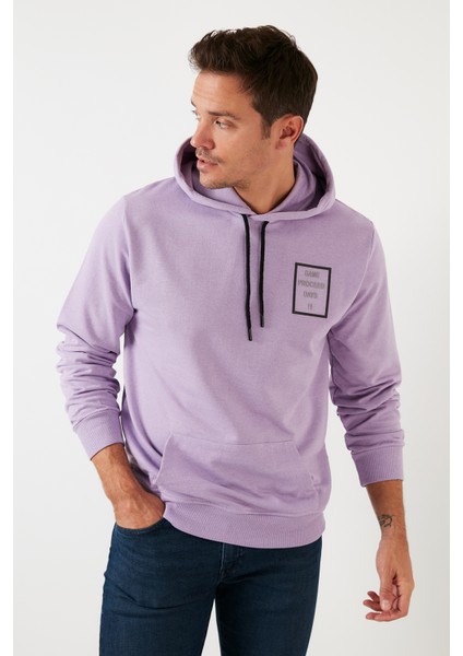 Slim Fit Baskılı Kapüşonlu Kanguru Cepli Pamuklu Sweat Erkek Sweat 5414015