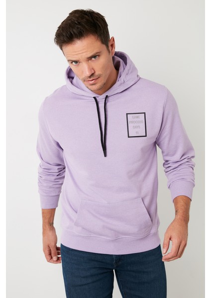 Slim Fit Baskılı Kapüşonlu Kanguru Cepli Pamuklu Sweat Erkek Sweat 5414015