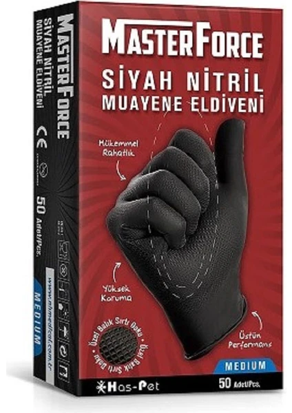 Master Force Siyah Nitril Eldiven M Beden