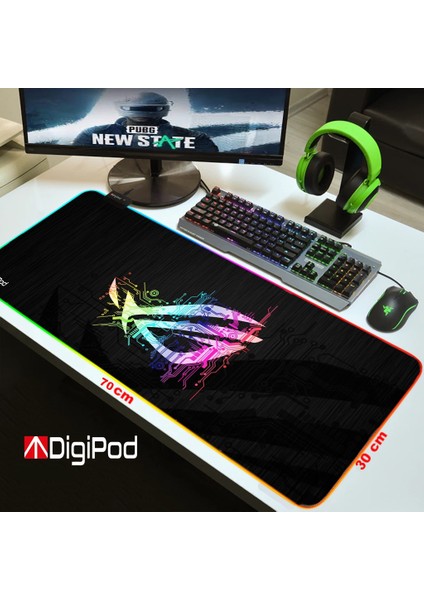 Rgb Oyuncu Mousepad Rgb Gaming Oyuncu Mouse Pad Kaymaz Taban 70 x 30 4mm Kalınlık