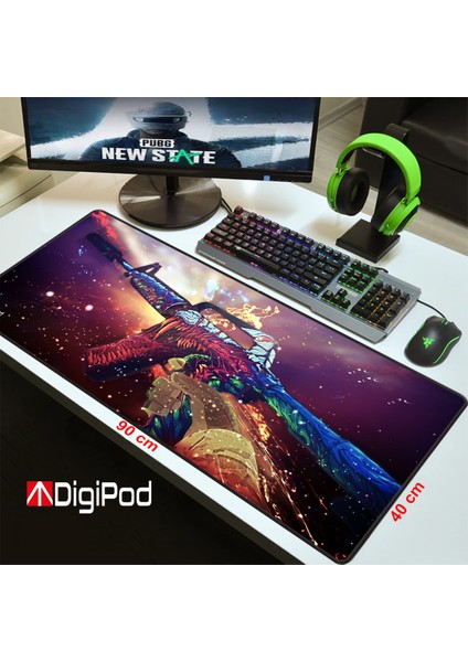 Gaming Mousepad Oyuncu Mouse Pad 90X40 Xxl Büyük Oyuncu Mousepad Kaymaz Taban Dikişli 4mm Kalınlık