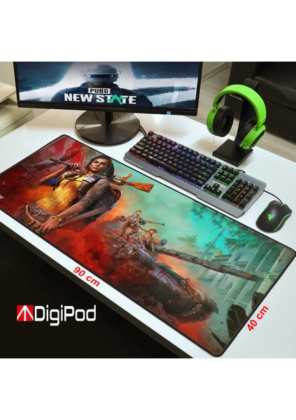 Gaming Mousepad Oyuncu Mouse Pad 90X40 Xxl Büyük Oyuncu Mousepad Kaymaz Taban Dikişli 4mm Kalınlık