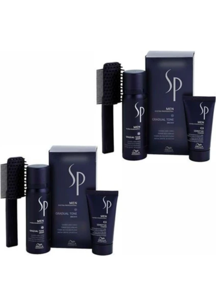 Wella Sp Men Gradual Tone Pigment Mousse Beyaz Saç Kapatıcı Siyah  2 'li Ürün