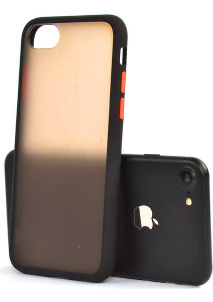 Apple iPhone 7 Kılıf Zore Fri Mat Yüzey Renkli Kenar Kılıf - Siyah