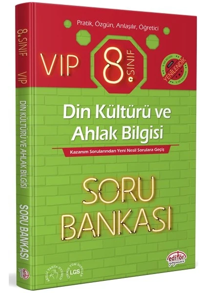 Editör Yayınları 8. Sınıf Vıp Din Kültürü ve Ahlak Bilgisi Soru Bankası