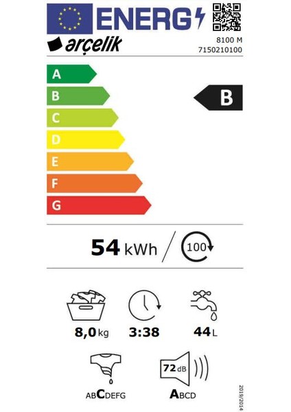 8100 M 1000 Devir 8 kg Çamaşır Makinesi