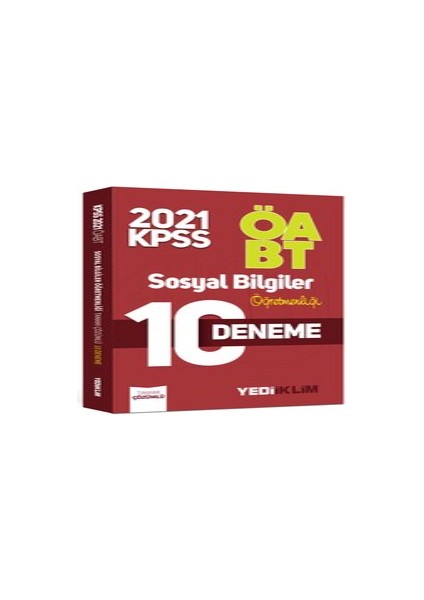 Yediiklim Yayınları Yediiklim Yayınları 2021 ÖABT Sosyal Bilgiler Öğretmenliği Tamamı Çözümlü 10 Deneme