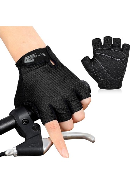 YP0211218 Bisiklet Kısa Eldiven Kaymaz Yarım Parmak Eldiven (Yurt Dışından)