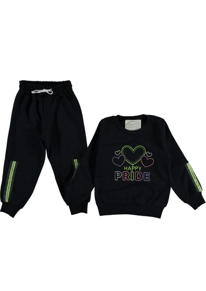 Happy Pride Nakışlı Kız Çocuk Siyah Renk 2 Parça Takım 338164